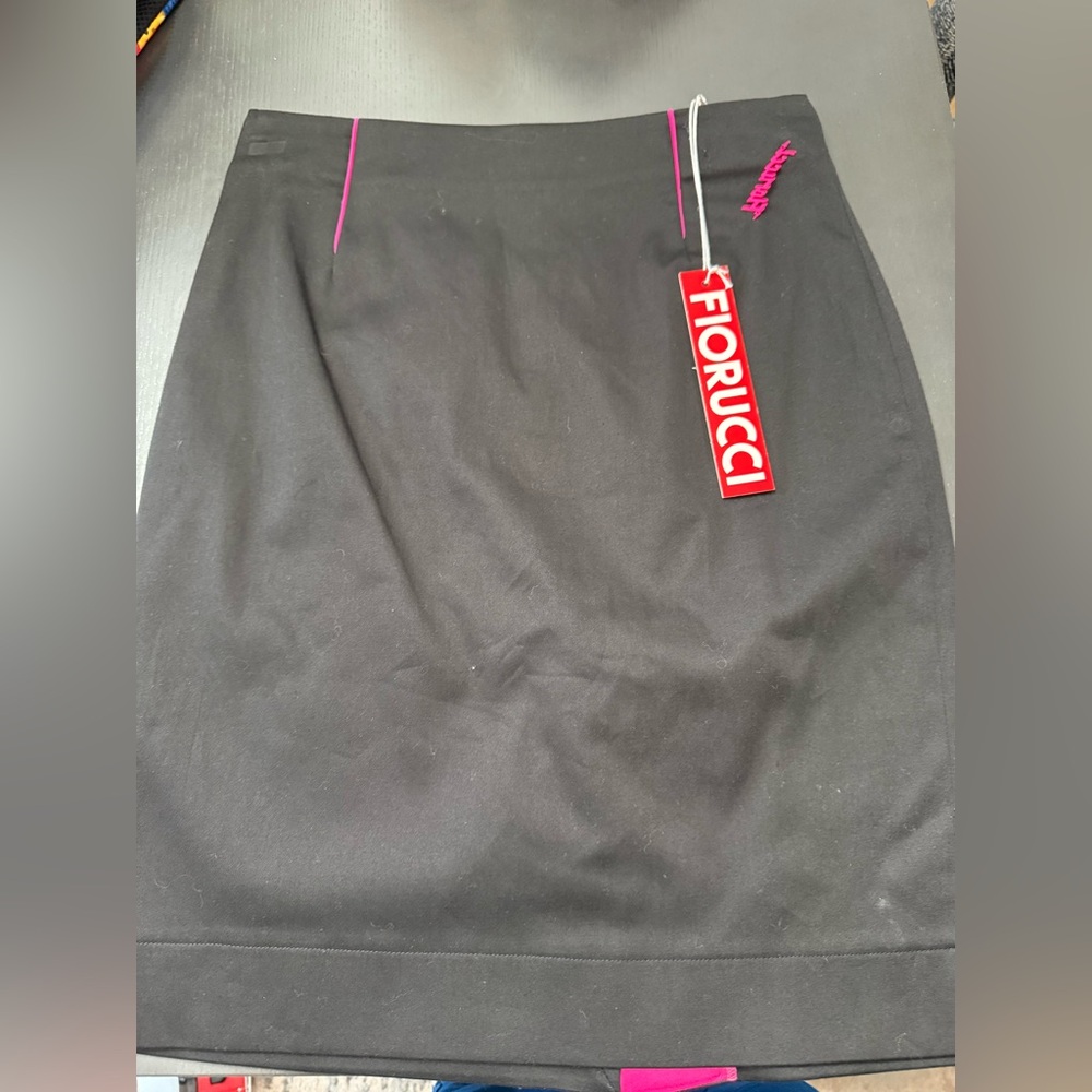 Fiorucci Black Pencil Skirt with Pink Accents
